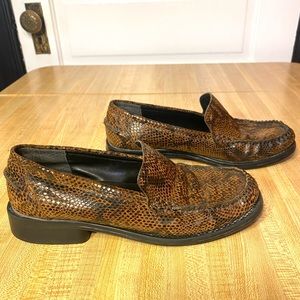 Vintage faux snake skin loafers